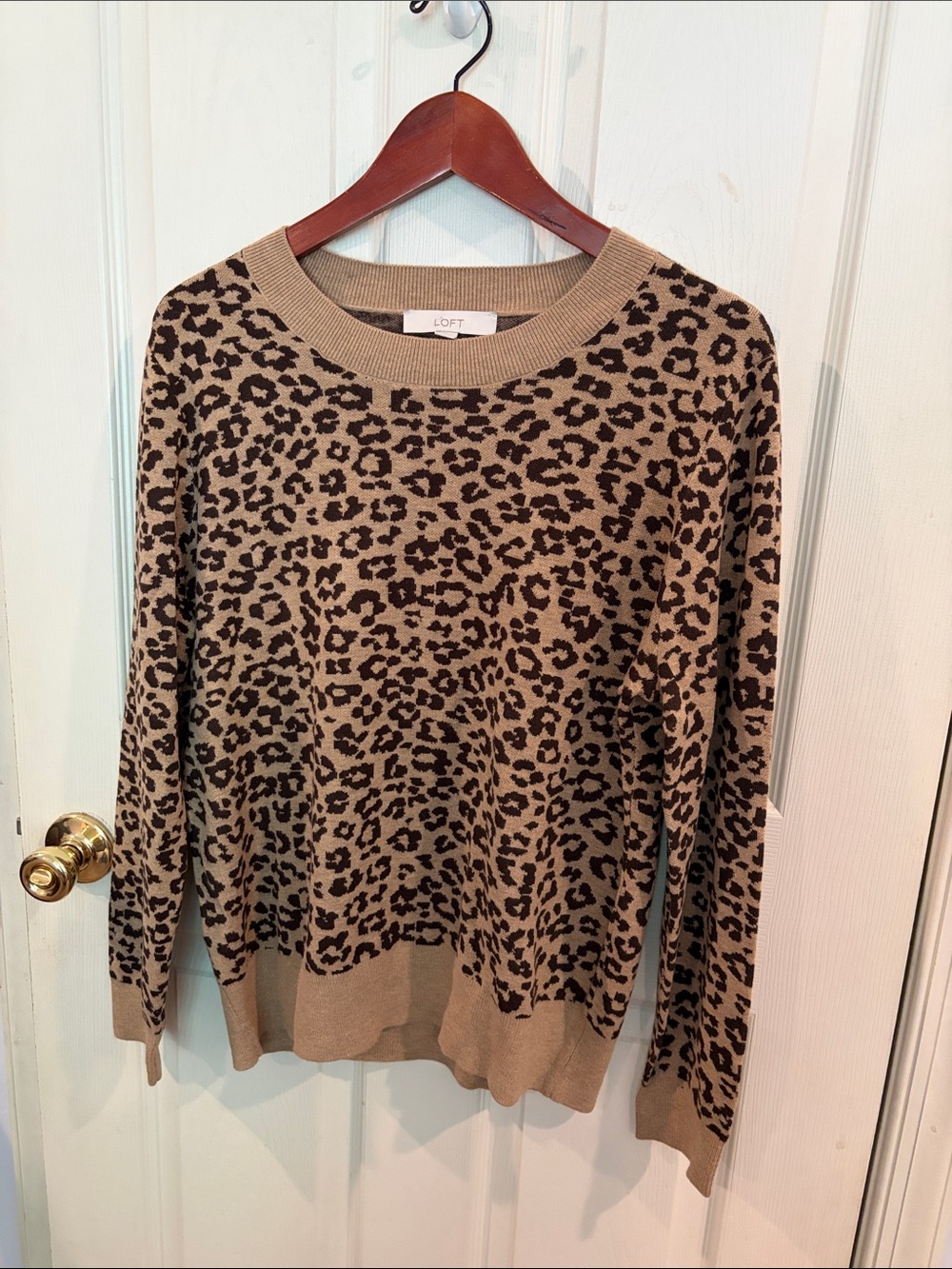LOFT Leopard Print Solid Band Sweater
